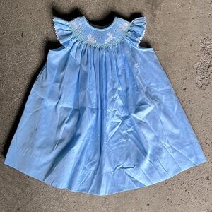 Vintage The Bailey Boys Baby Dress Blue Bunny Rabbit Neckline
